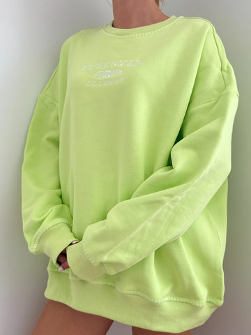 Fresh Lime Green Cotton Sweatshirt for Everyday Effortless Style