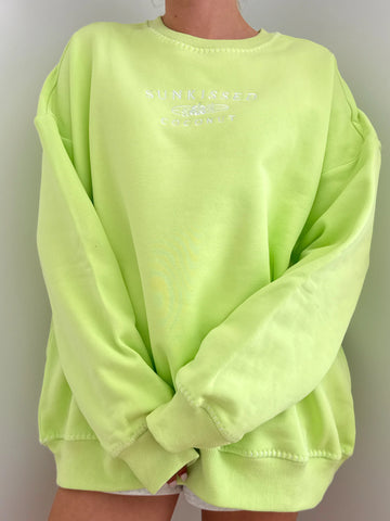 Fresh Lime Green Cotton Sweatshirt for Everyday Effortless Style