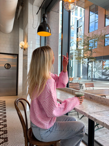 Fluffy Striped Pink Sweater for a Cozy & Chic Everyday Look