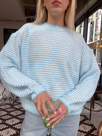 Soft Striped Baby Blue Sweater for Cozy Everyday Style
