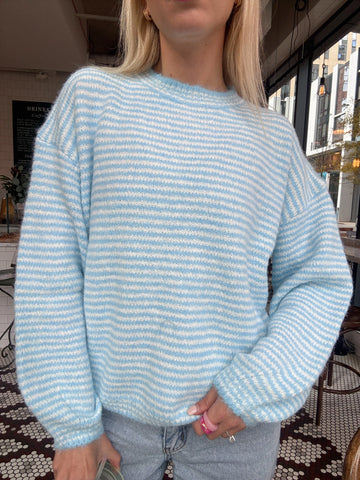 Soft Striped Baby Blue Sweater for Cozy Everyday Style