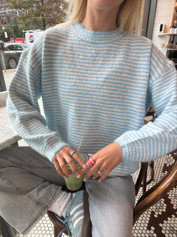 Soft Striped Baby Blue Sweater for Cozy Everyday Style