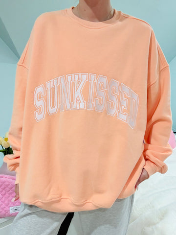 Varsity Embroidered Sweatshirt in Sherbet Orange for Effortless Street Style