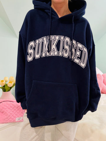 Varsity Embroidered Hoodie in Navy Blue for Effortless Street Style