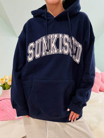 Varsity Embroidered Hoodie in Navy Blue for Effortless Street Style