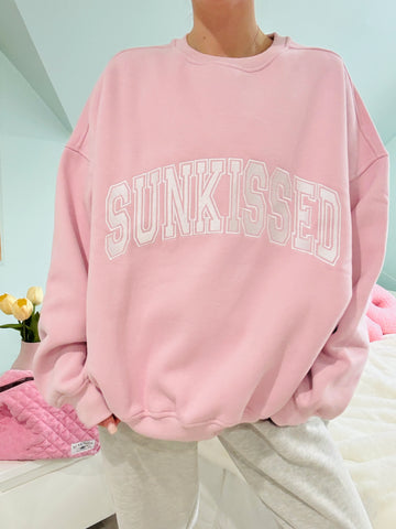 Mauve Mist Embroidered Varsity Sweatshirt for Effortless Everyday Style