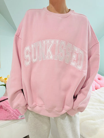 Mauve Mist Embroidered Varsity Sweatshirt for Effortless Everyday Style