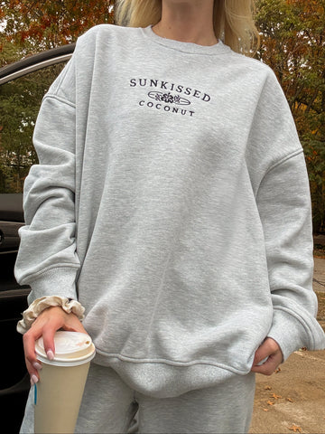 Cozy Grey Embroidered Sweatshirt for Effortless Afternoon Style