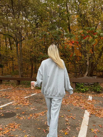Cozy Grey Varsity Sweatshirt with Embroidered Details for Effortless Everyday Style