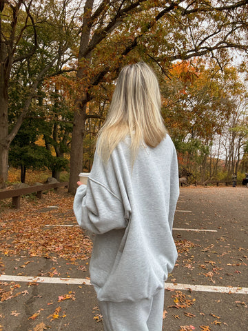 Cozy Grey Varsity Sweatshirt with Embroidered Details for Effortless Everyday Style