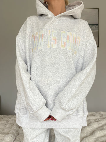 Pastel Quilted Hoodie with Inspirational Embroidery for a Cozy Everyday Look