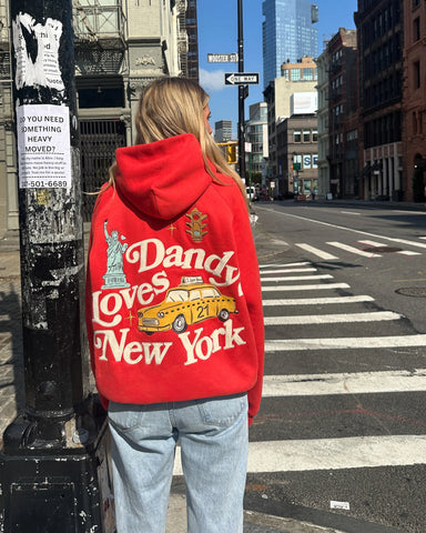 Oversized Red Hoodie with Embroidered NYC Detail for Everyday Luxury