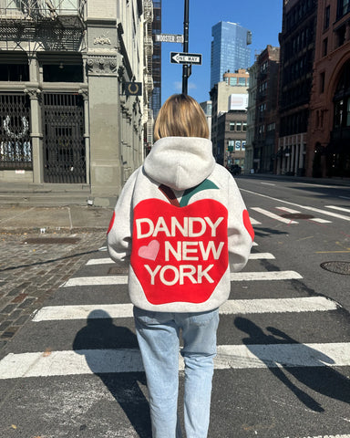 Oversized Heathered Gray Hoodie with Embroidered NYC Street Style