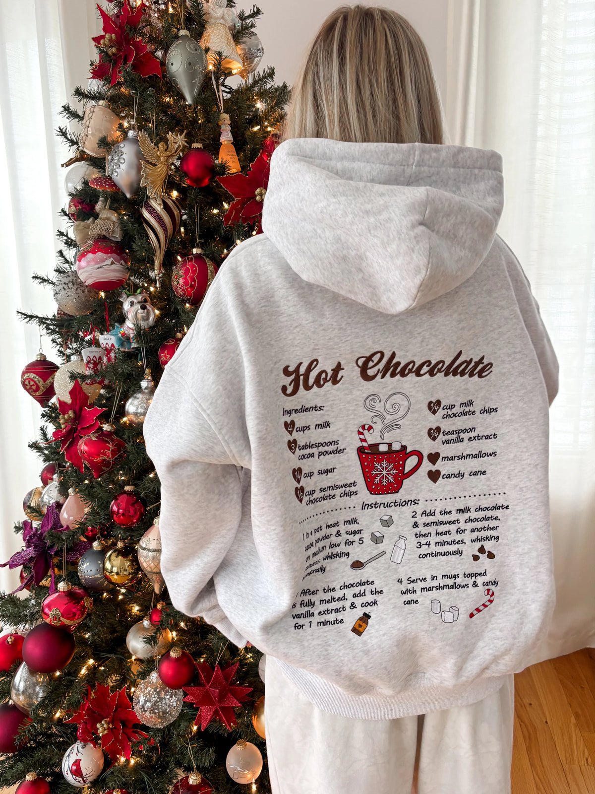 Cozy Hot Chocolate Christmas Embroidery Hoodie for Festive Comfort