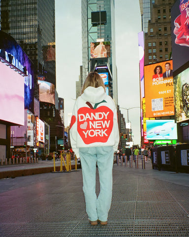 Oversized Heathered Gray Hoodie with Embroidered NYC Street Style