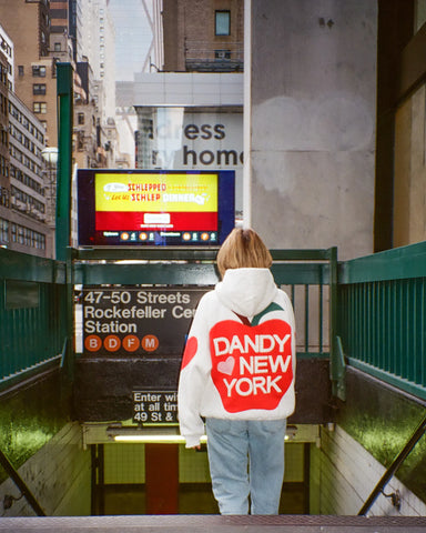 Oversized Heathered Gray Hoodie with Embroidered NYC Street Style