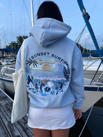 Effortless Blue Hibiscus Hoodie for Cozy Everyday Style