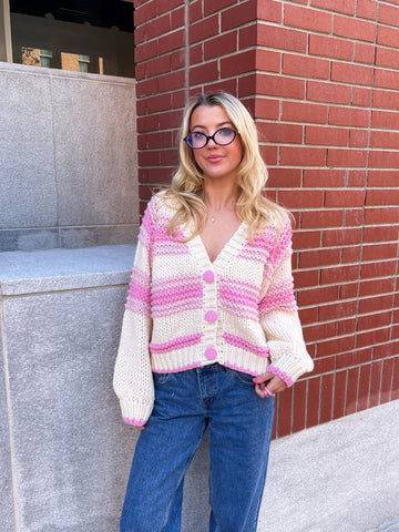 Chunky Knit Pink Cardigan for Cozy Everyday Outfits
