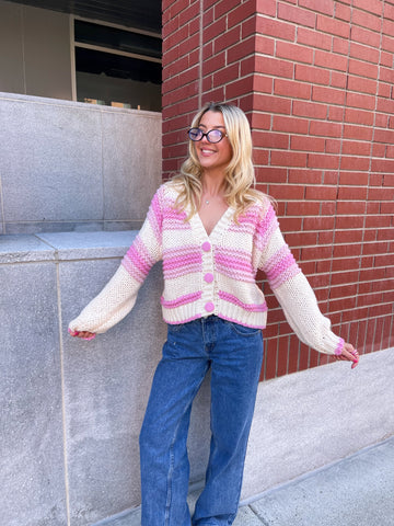 Chunky Knit Pink Cardigan for Cozy Everyday Outfits