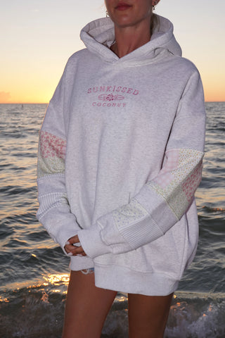 Pastel Quilted Hoodie with Delicate Embroidery for a Dreamy Look