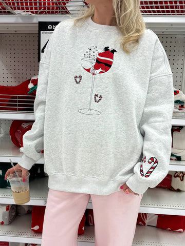 Festive Tipsy Santa Embroidered Sweatshirt for Cozy Holiday Style