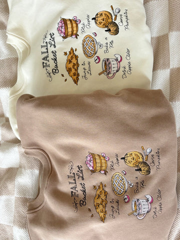 Cozy Fall Bucket List Embroidered Sweatshirt for Autumn Adventures