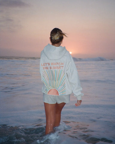 Sunset Watching Oversized Hoodie in Cozy Heather Gray