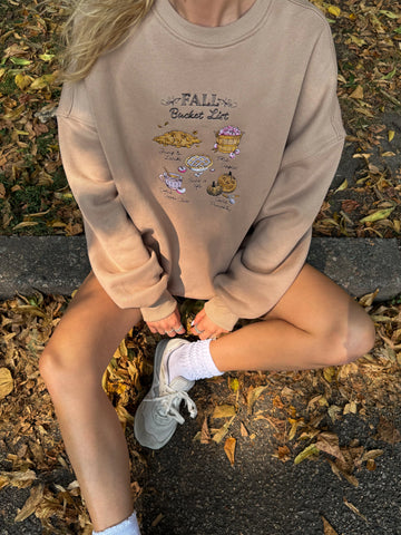 Cozy Fall Bucket List Embroidered Sweatshirt for Autumn Adventures