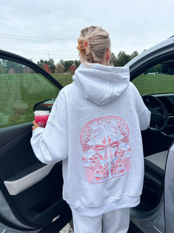 Pearl Grey Palms Hoodie for Effortless Island Vibes