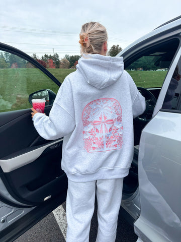 Pearl Grey Palms Hoodie for Effortless Island Vibes