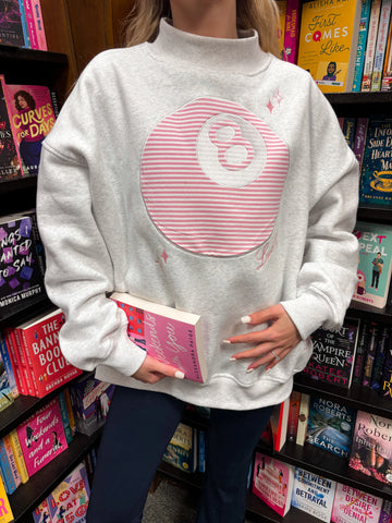 Pearl Grey 8 Ball Embroidered Sweatshirt for Effortless Street Style