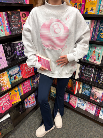 Pearl Grey 8 Ball Embroidered Sweatshirt for Effortless Street Style