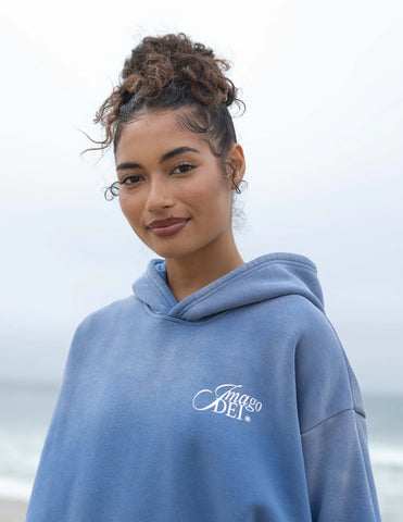 Indigo Oversized Hoodie with Inspirational Imago Dei Design
