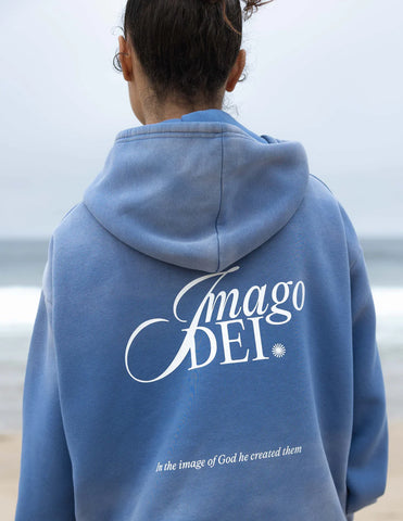 Indigo Oversized Hoodie with Inspirational Imago Dei Design