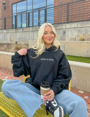 Statement Black Hoodie with Inspirational Scripture Design