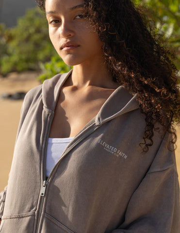 Soft Brown Oversized Zip Hoodie for Effortless Everyday Style