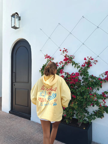 Buttery Yellow Oversized Hoodie for Laid-Back Beach Days and Golden Hour Vibes