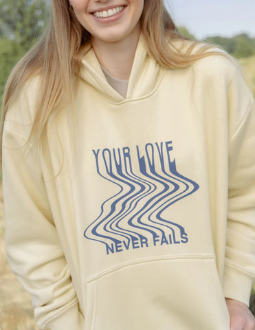 Inspiring Cream Hoodie with Romans 8:38-39 Faith Verse