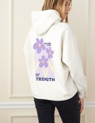 Floral Faith Hoodie with Inspirational Verse - My Strength Unisex Sweatshirt