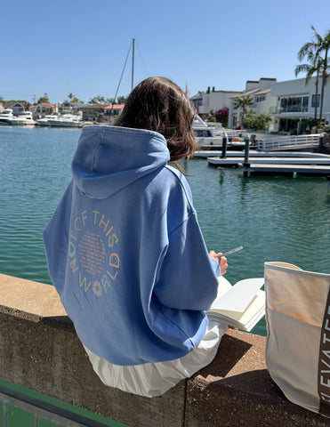 Inspiring Provence Blue Hoodie with Romans 12:2 Scripture