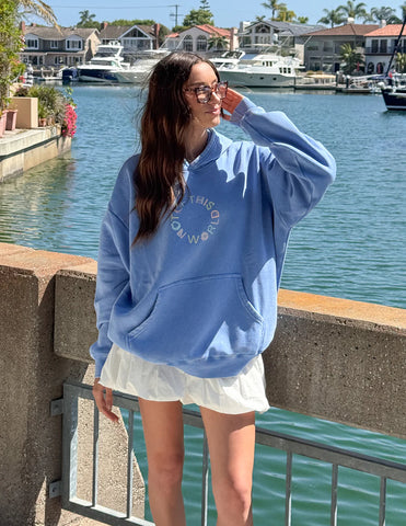 Inspiring Provence Blue Hoodie with Romans 12:2 Scripture