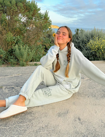 Cozy Marsh Green Hoodie with Inspirational Love Verse