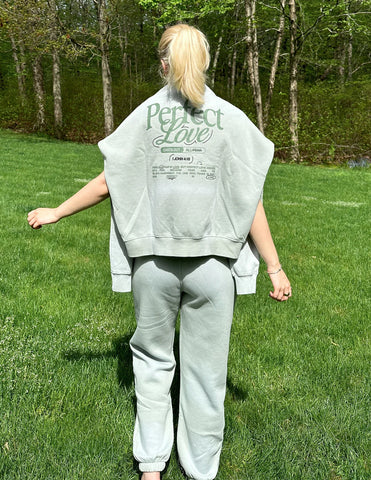 Cozy Marsh Green Hoodie with Inspirational Love Verse