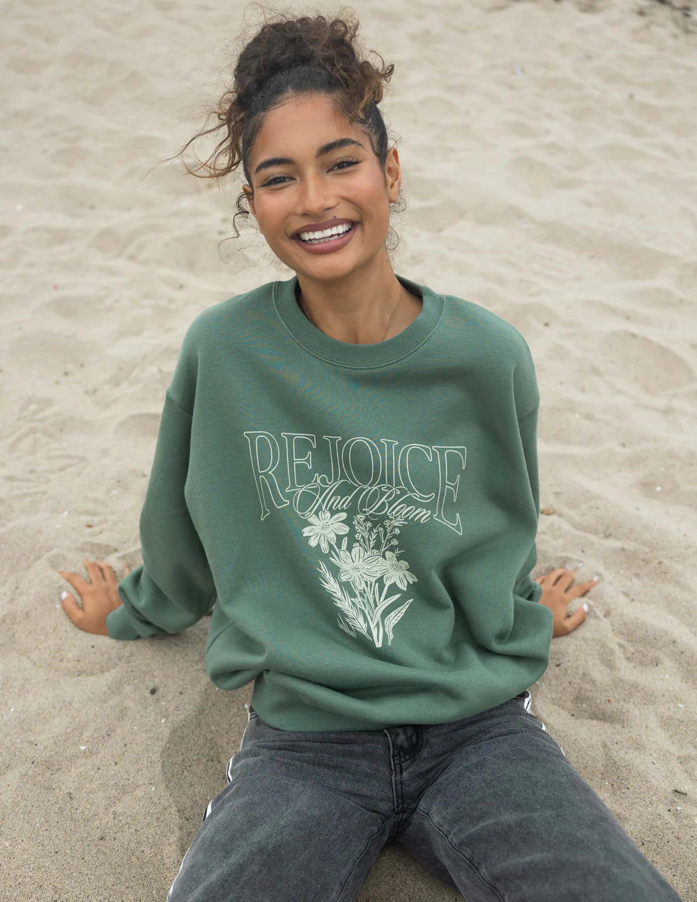 Super Soft Forest Green Crewneck with Inspirational Scripture Design