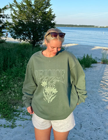 Super Soft Forest Green Crewneck with Inspirational Scripture Design