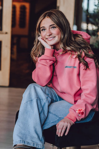 Sunset Surf Hoodie in Coral Hibiscus for Cozy Everyday Adventures
