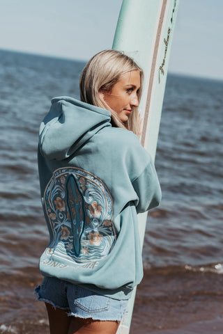 Ocean-Inspired Hoodie with Embroidered Shells for Coastal Style
