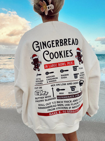 Ivory Gingerbread Recipe Embroidered Christmas Sweatshirt | Cozy Holiday Style
