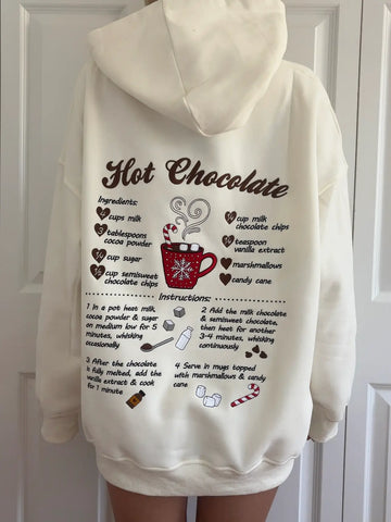 Cozy Hot Chocolate Recipe Embroidered Hoodie for Christmas Comfort