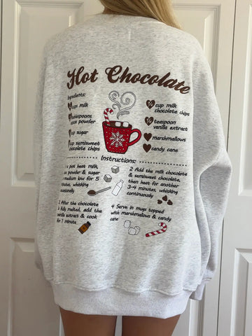 Festive Hot Chocolate Embroidered Sweatshirt for Cozy Christmas Moments